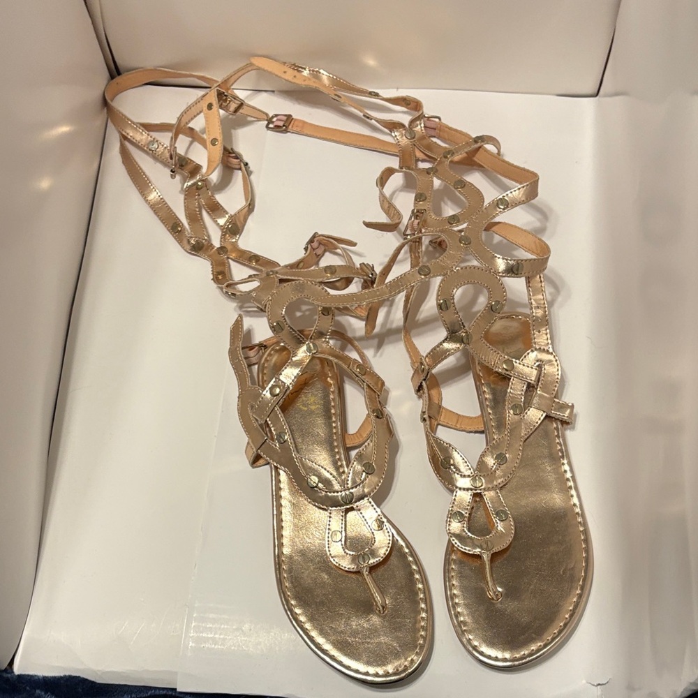 Colin Stuart Metallic Gold Strappy Sandals